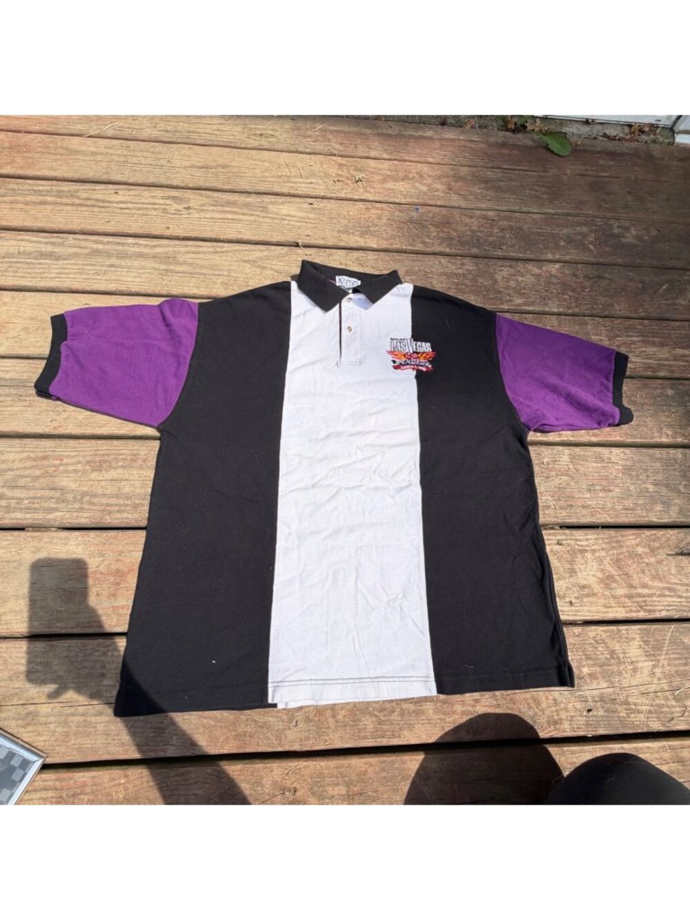 Vintage Vantage Club Collection 1998 Las Vegas 400 Polo Shirt XL Black White Pur